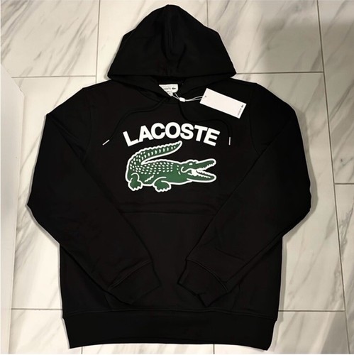 Lacoste Men's Big Croc Logo Pullover Hoodie Black Green