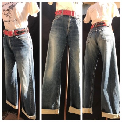Vintage Edwin Selvedge Red Line Jeans Boyfriend Baggy Style Wide Faded Denim
