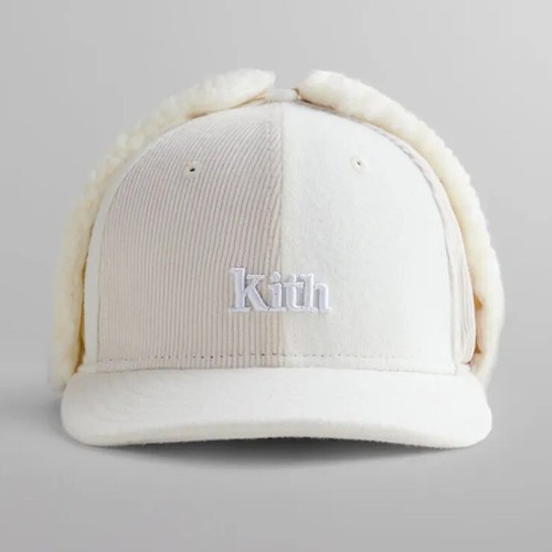 KITH×AURALEE×NEW ERA 7 3/4 KITH for New Era Serif Ear Flap Fitted Cap in Sandrift Size