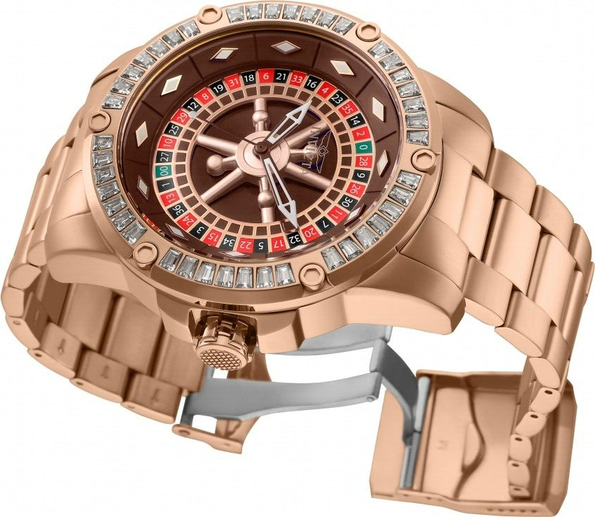 Pre-owned Invicta Specialty Casino Roulette Dial Auto Rose Gold Men Crsytal Watch 28714