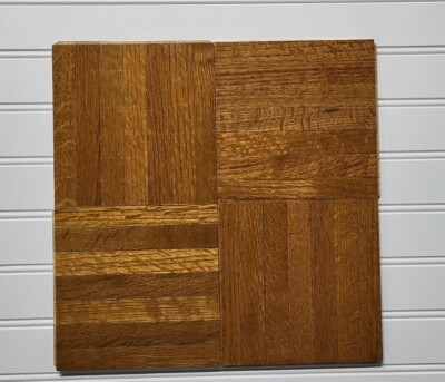 Vintage Hartco 10 SQ FT 5/16'' Chestnut Oak Parquet 7 Finger Strip Wood Flooring