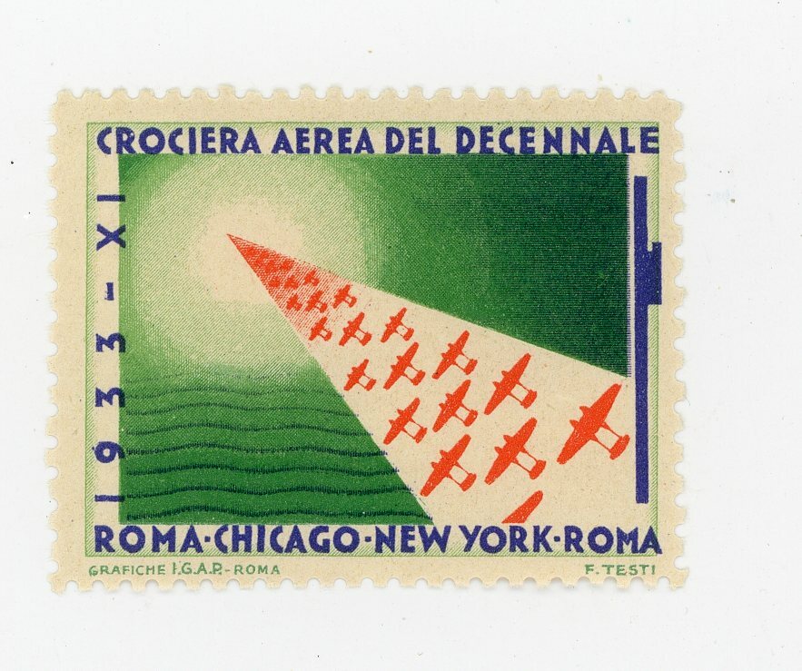 1933 Chicago New York Balbo Aerial Cruises Poster Stamps Cinderella Italy Deco 