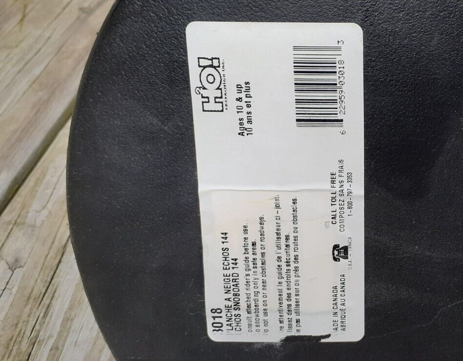 VINTAGE NEW H2O SNOBOARD ECHO 144 BLACK & WHITE