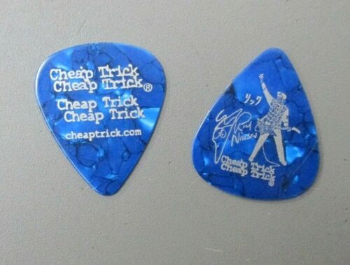Cheap Trick guitar pick touring pick white on blue logo & drawing RICK NIELSON !
