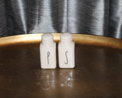 New Rae Dunn 2 Piece Salt & Pepper Shaker Set White Ceramic