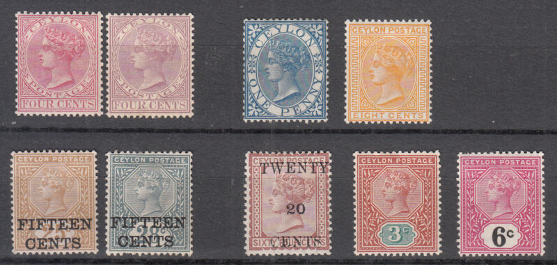 Ceylon - 1868/1891 QV small stamp lot - MH (8866)
