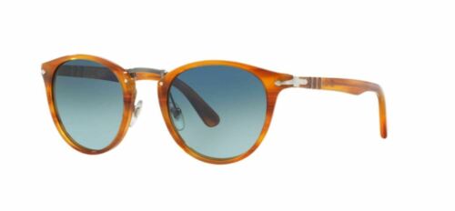Pre-owned Persol 0po 3108 S 960/s3 Striped Brown Polarized Sunglasses In Light Blue Gradient