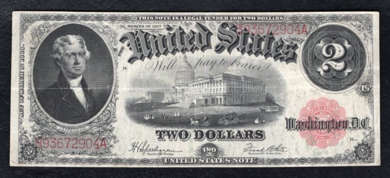FR. 60 1917 $2 TWO DOLLARS LEGAL TENDER UNITED STATES NOTE VERY FINE (B)