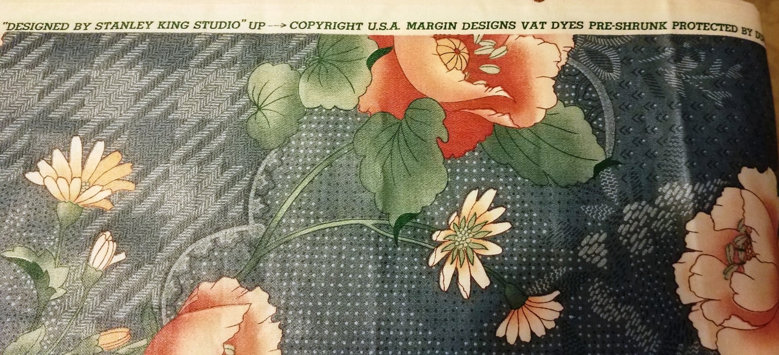 Vtg Designer Floral Fabric Pre Shrunk 62 x 66  NEW