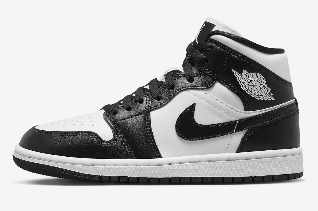 スニーカー Air Jordan 1 Mid Reverse Black Toe 'White Black' WMNS SS 19 Nike Air Jordan 1 Mid Panda Black White DV0991-101 Womens
