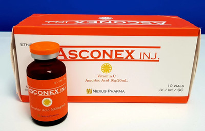 Asconex Vitamin C Ascorbic Acid 500mg/mL 10 Capsules Vials of Healthy Immunity