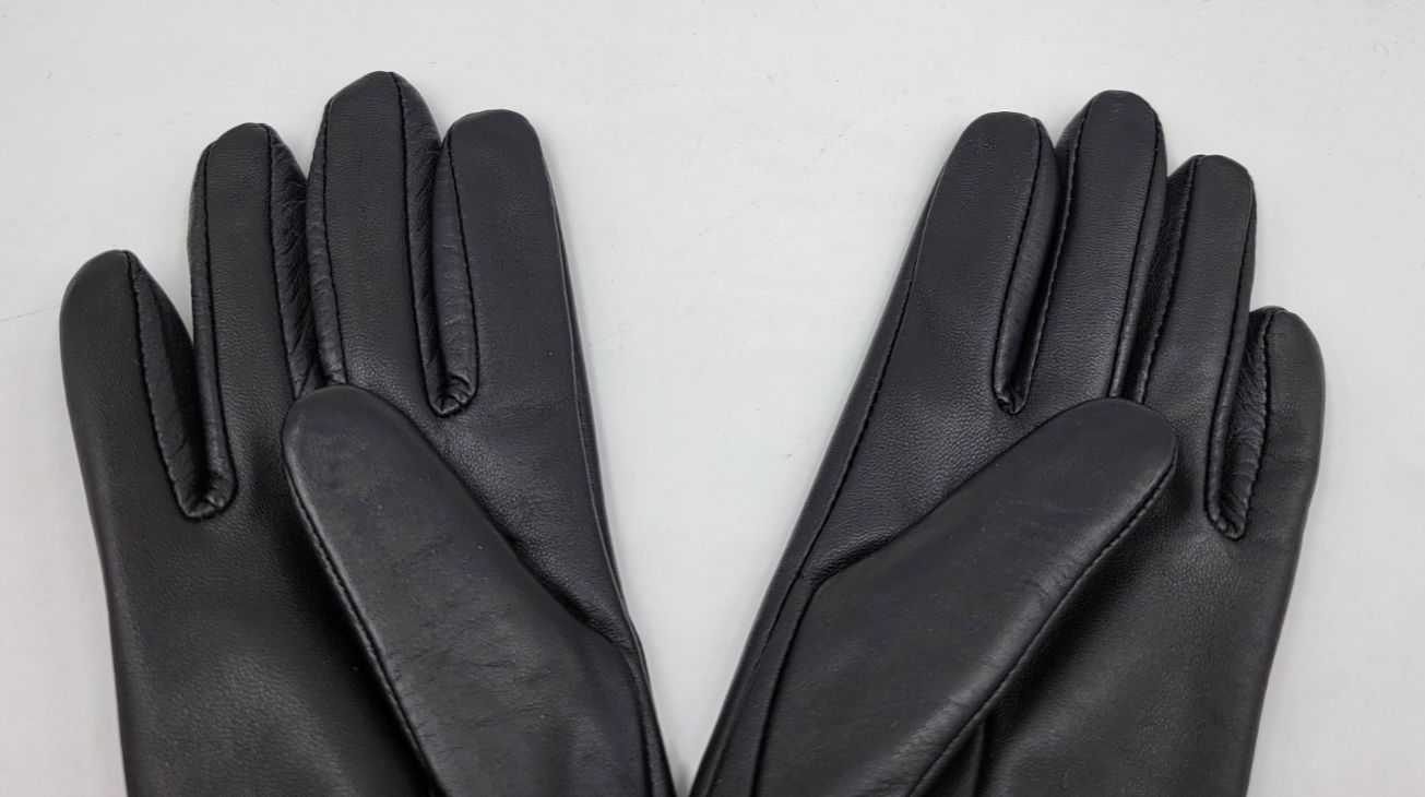 Charter Club Imitation-Pearl & Leather Touch Gloves Women's S Black - Picture 3 of 13