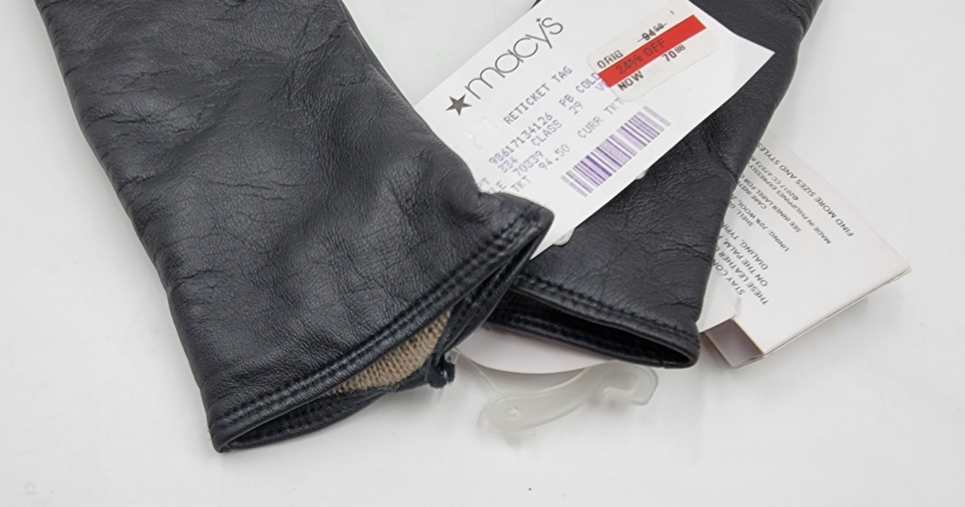 Charter Club Micro Lined Leather Tech Gloves Women's S Black~ - Picture 9 of 11