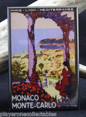 Monaco / Monte Carlo Travel Poster 2'' x3'' Fridge/Locker Magnet. Europe France