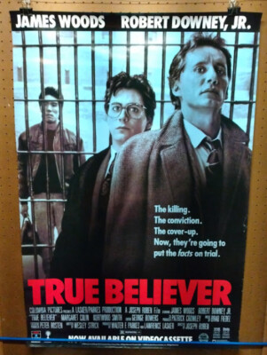 TRUE BELIEVER James Woods 1989 VIDEO STORE Movie Poster 27x40 ONE SHEET GOOD/VG