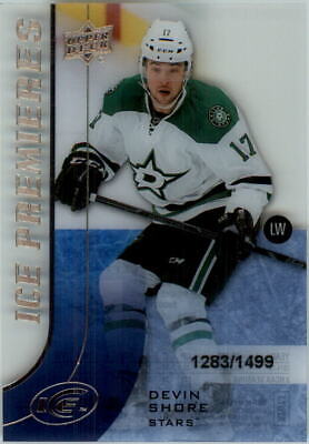 2015-16 Upper Deck Ice Stars Hockey Card #146 Devin Shore Rookie Card /1499. rookie card picture