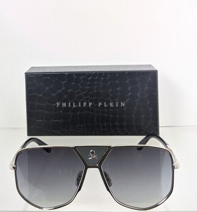 Pre-owned Philipp Plein Authentic  Sunglasses Spp 009 Col 0579 Power Skull Spp009 Frame In Gray