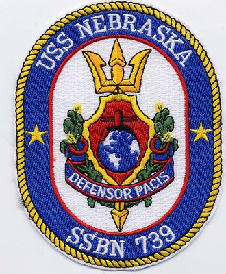USS Nebraska SSBN 739 - Crest - BC Patch - Submarine - Cat No B280