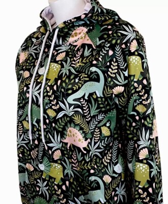 Pixie Lady Sweatshirt Youth s SZXL Dinosaurs Hooded Long Sleeve Green Pullover