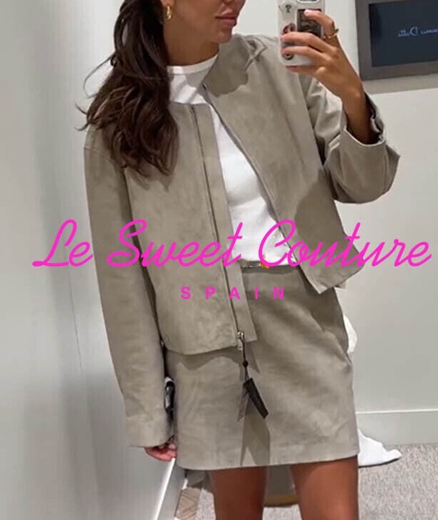 MASSIMO DUTTI NWT SS24 Cropped suede leather jacket ICE 4728