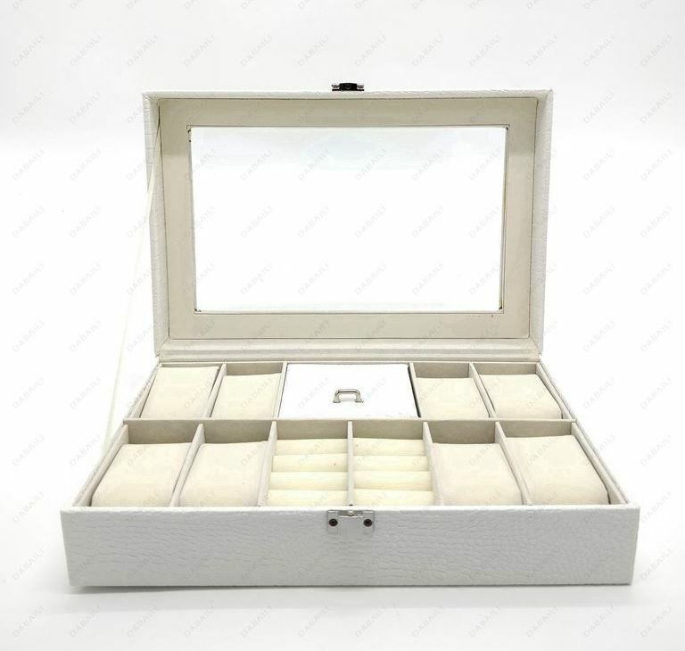 Box Cofanetto Con Vetrina Porta Orologi Bracciali Pelle Bianca 11 Scomparti bal