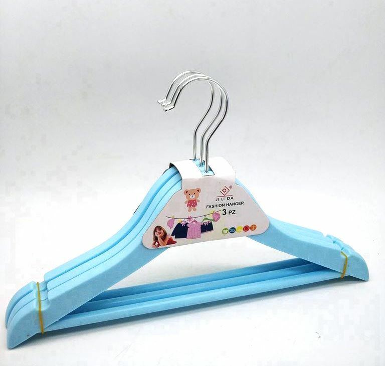 Set 3 Pz Grucce Stampelle Appendiabiti Vestiti Pantaloni Bambini Azzurre bal