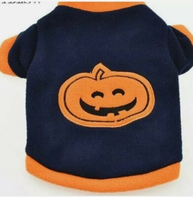 DOG PUMPKIN FLEECE COSTUME JACKET SIZE Small CHIHUAHUA  🇬🇧 Halloween Party 🎃