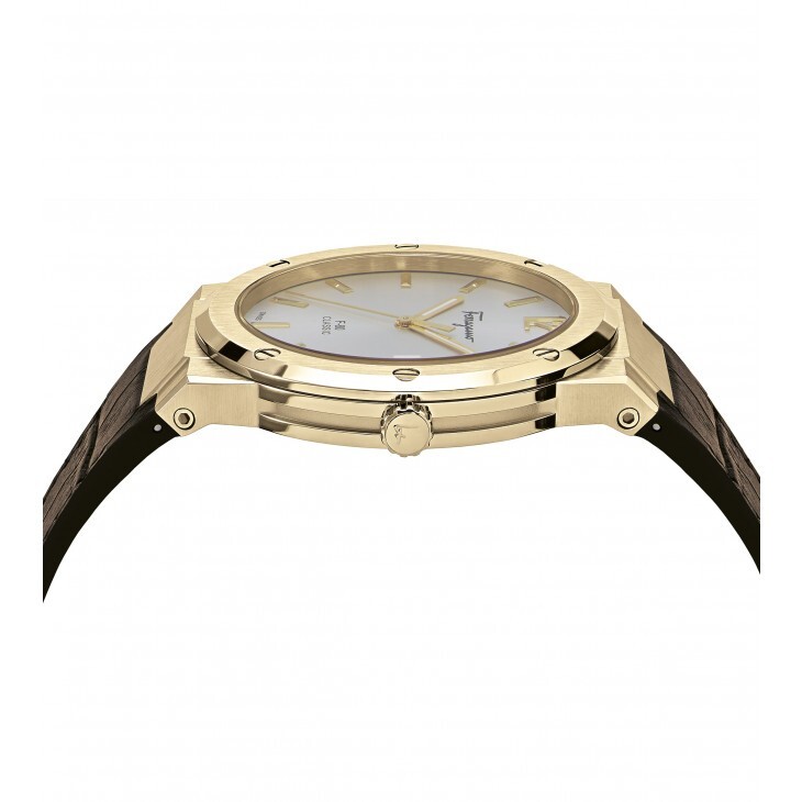 Pre-owned Ferragamo Salvatore  Watch Sfdt00419 F-80 Brown Crocodile Pattern 41mm