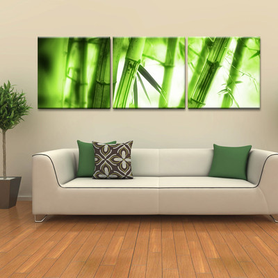 BAMBOO ready to hang 3 piece mounted wall art print/better than stretched canvas