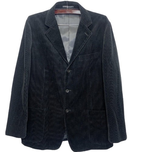 【80s】Euro Vintage Black Corduroy Coat 80s Ruffled Black Corduroy Jacket | S-M - Lucky Vintage