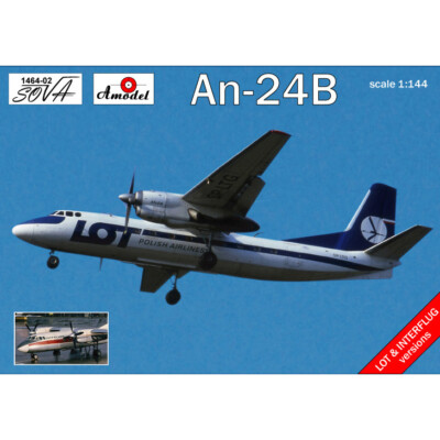 An-24B Scale Airplane 1/144 - Plastic model kit AMODEL 1464-02 