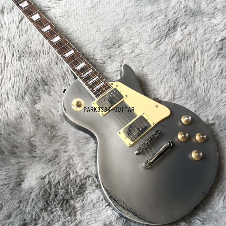 Sliver Grey Solid Body Electric Guitar Chrome Hardware Rosewood Fretboard Relic