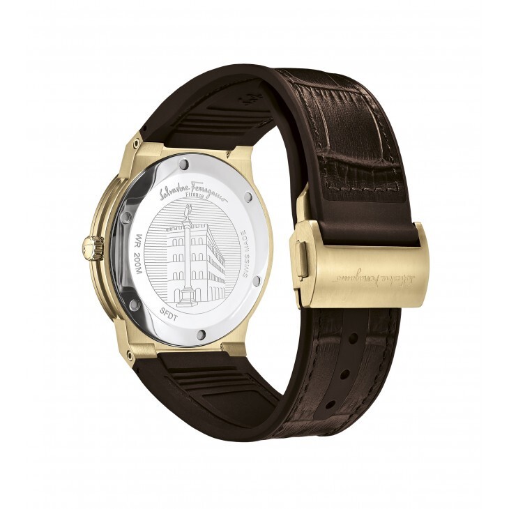 Pre-owned Ferragamo Salvatore  Watch Sfdt00419 F-80 Brown Crocodile Pattern 41mm