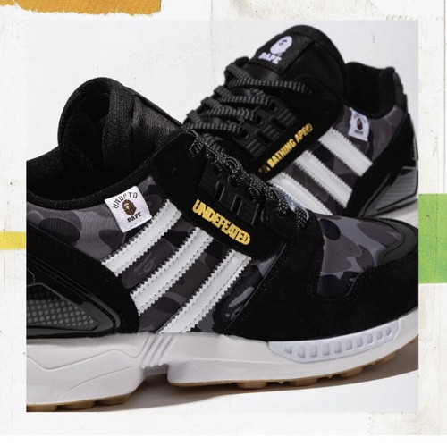 AUTHENTIC APE BAPE x UNDFTD x ADIDAS ZX 8000 BLACK US 8 NEW