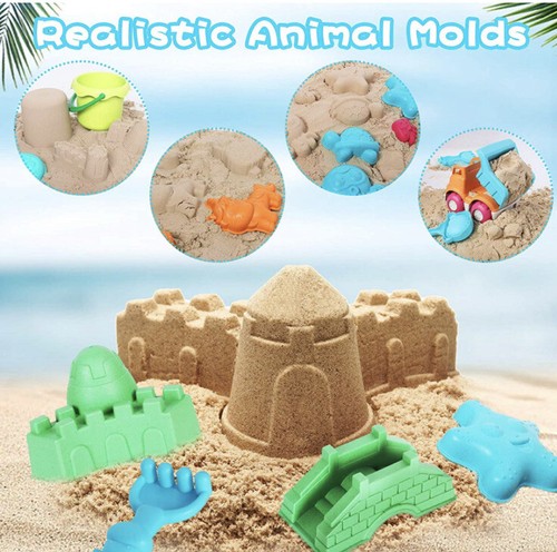 Biulotter Beach Sand Toys Set, 25Pcs Beach Toys Truck and Animal Molds, Bucket,