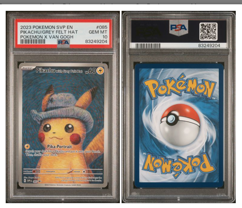 ゴッホピカチュウ 085 SVP Pikachu With Grey Felt PSA8 ピカチュウ