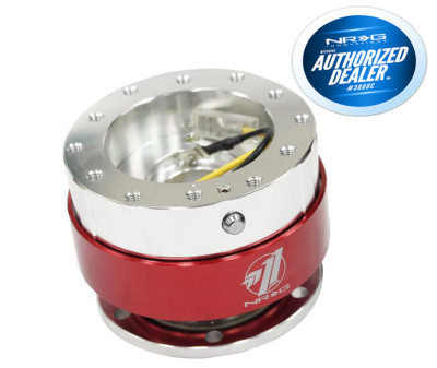 NRG BALL LOCK QUICK RELEASE STEERING WHEEL SILVER BODY & RED RING SRK-100RD