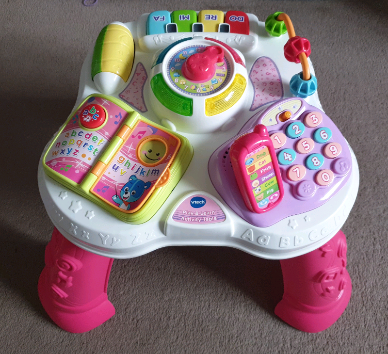 vtech play and learn activity table pink