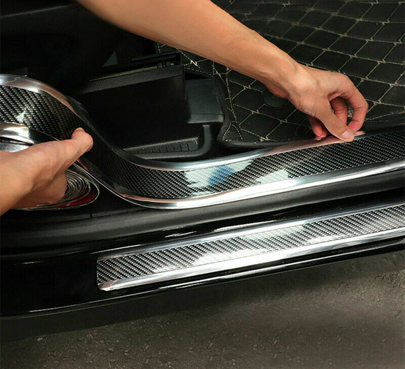 Silver Carbon Fiber Car Door Sill Protector Edge Guard