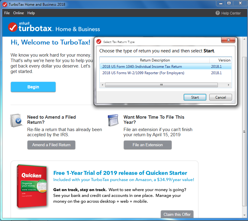 2018 Turbo Tax Home & Business for federal & States E-file for Window & Mac OS