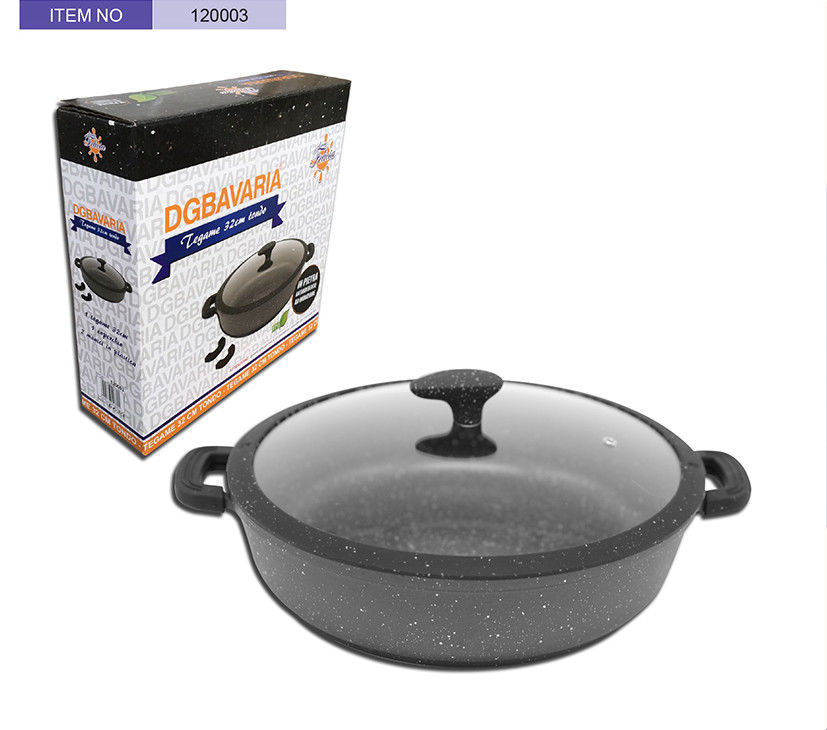 Tegame 32cm Rotondo In Pietra Antiaderente Ad Induzione Con Coperchio sus