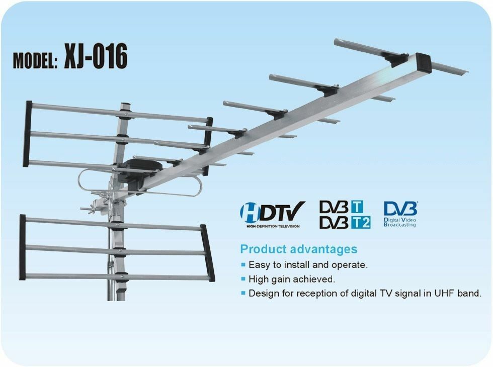 Antenna TV DVB-T UHF digitale esterna 15db 14 elementi HD XJ-016 cir