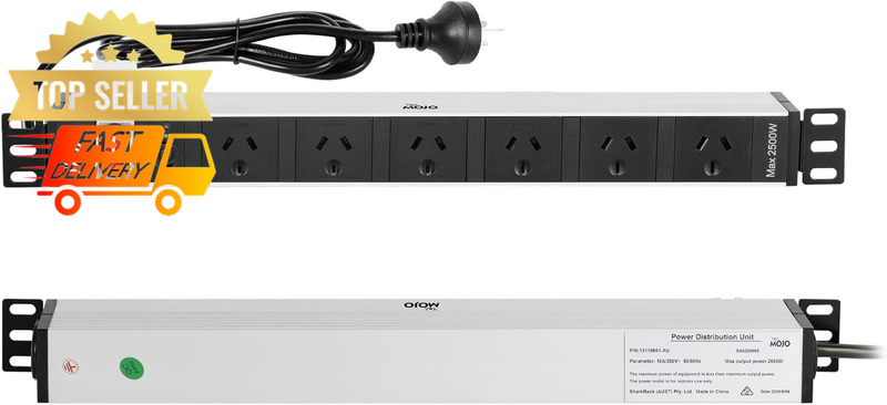 1U Rack Mount PDU 6 Outlet Power Strip 19