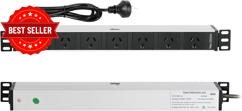 1U Rack Mount PDU 6 Outlet Power Strip, Power Distribution Unit for 19 Inch Serv