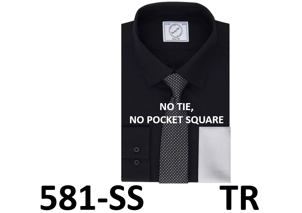 Men's Bespoke Classic-Fit Dress Shirt ONLY Black L 17-17.5/34-35 - NO TIE