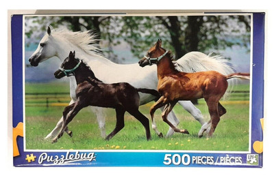 LPF Puzzlebug Running Horses 500 pc Puzzle 8.25'' x 11'' ~ New In Box Sealed Comp
