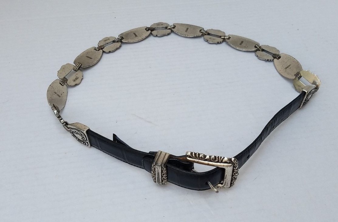 Brighten Women Black Belt Silver Chain Link Western M 48803 Crafted in USA