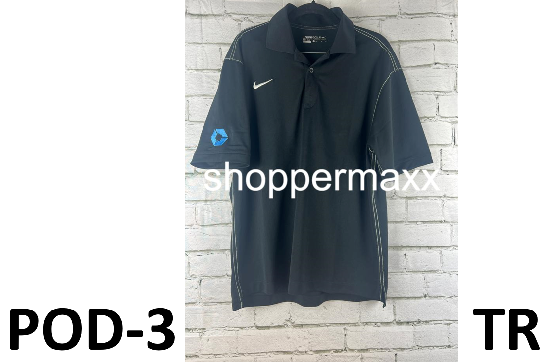 Nike Dri-Fit Sponsored Men's Golf Polo T-Shirt Contrast Stitching, Black, Medium