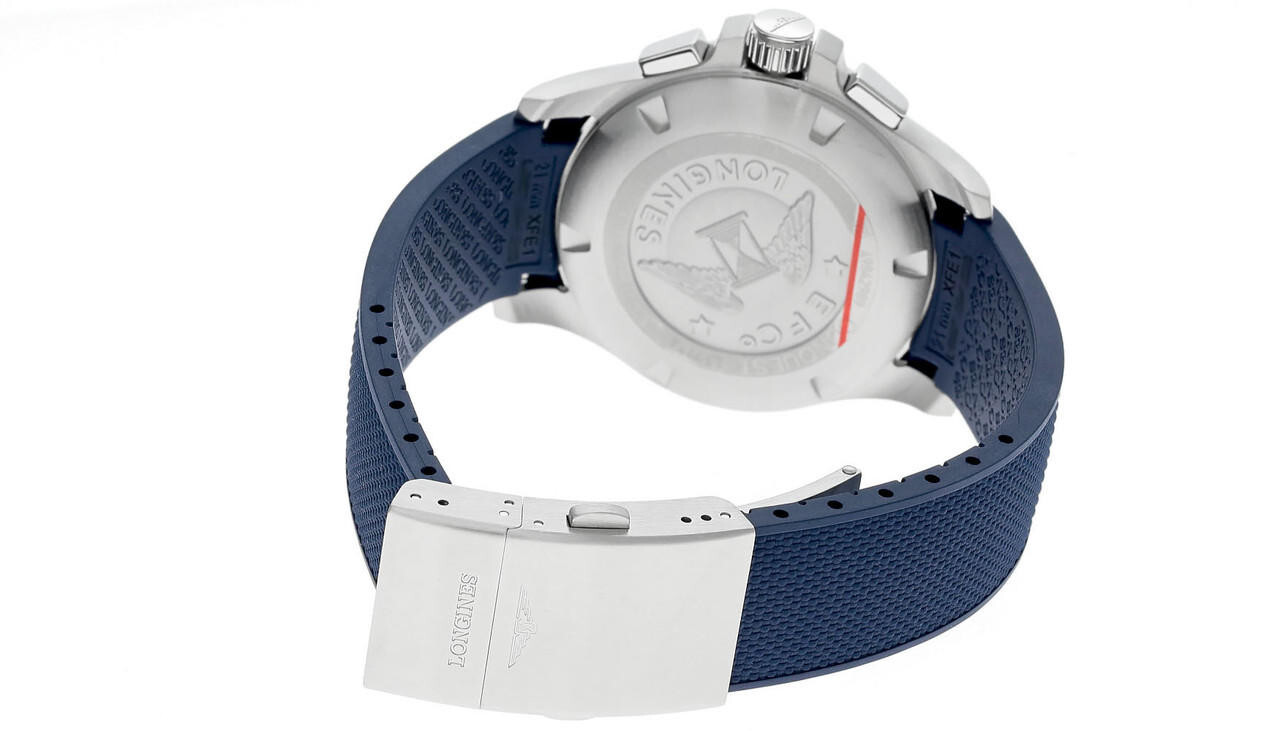 Pre-owned Longines Conquest V.h.p. Chrono 42mm Blue Rubber Men's Watch L3.717.4.96.9