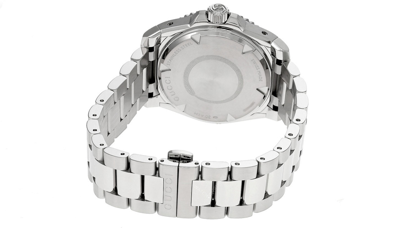 Pre-owned Gucci Dive Auto 40mm Silver Dial Stainless Steel Men's Watch Ya136354